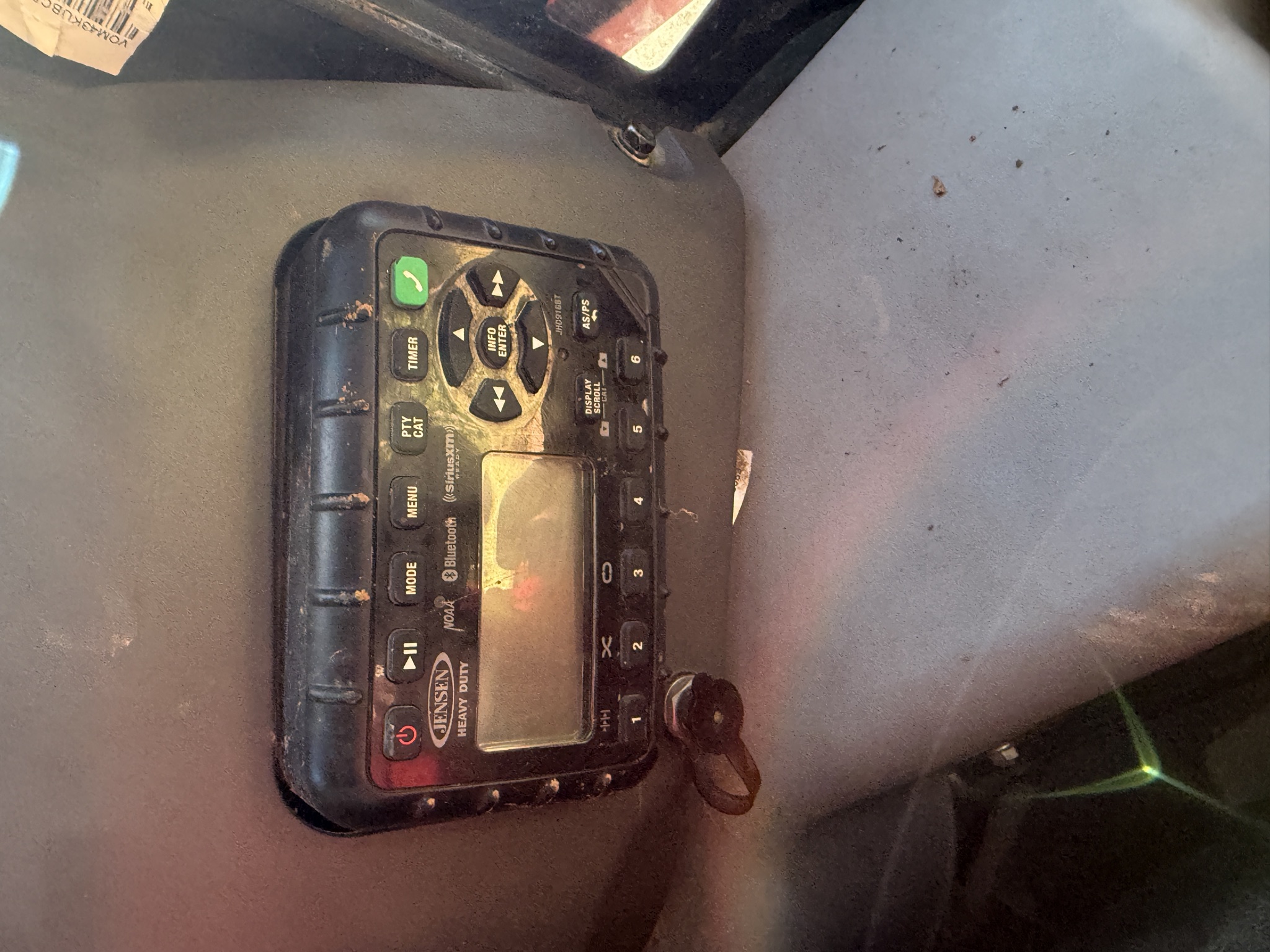 Jensen Bluetooth radio in the Kubota SVL97-2 cab